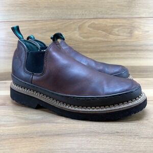 Georgia Giant Work Boots Mens 11 W Brown Leather Oil Resistant Ankle Soft Toe